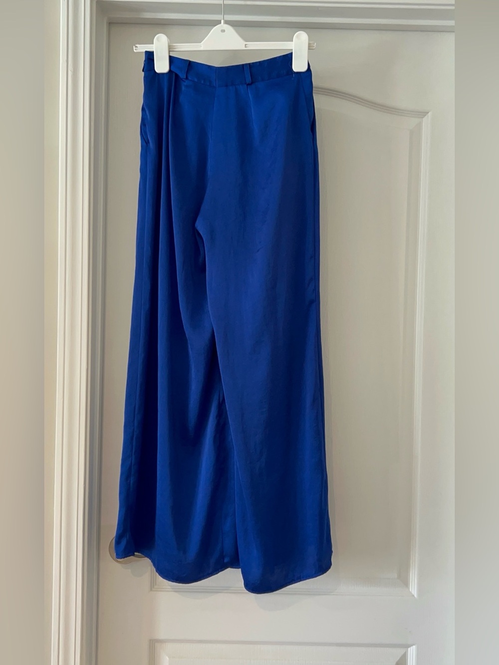 Anthropologie Leifsdottir High Waisted Cobalt Royal Blue wide leg pants Size 0 - Picture 2 of 12